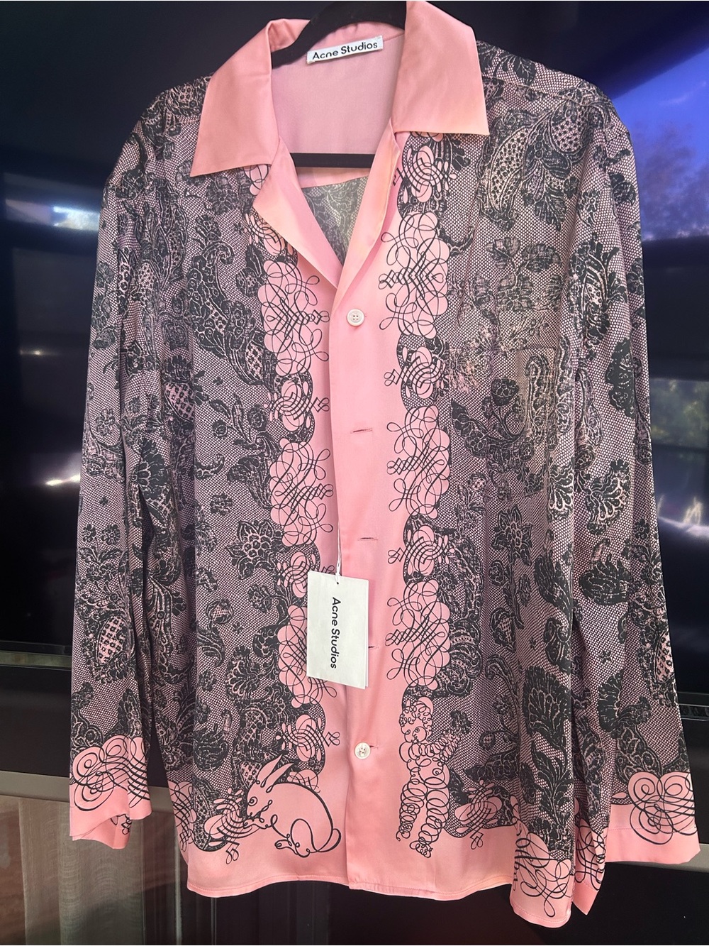 Acne Pink Paisley Print Satin Shirt Brand New